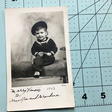 Vintage RPPC  Postcard Young Boy In U.S. Navy Outfit