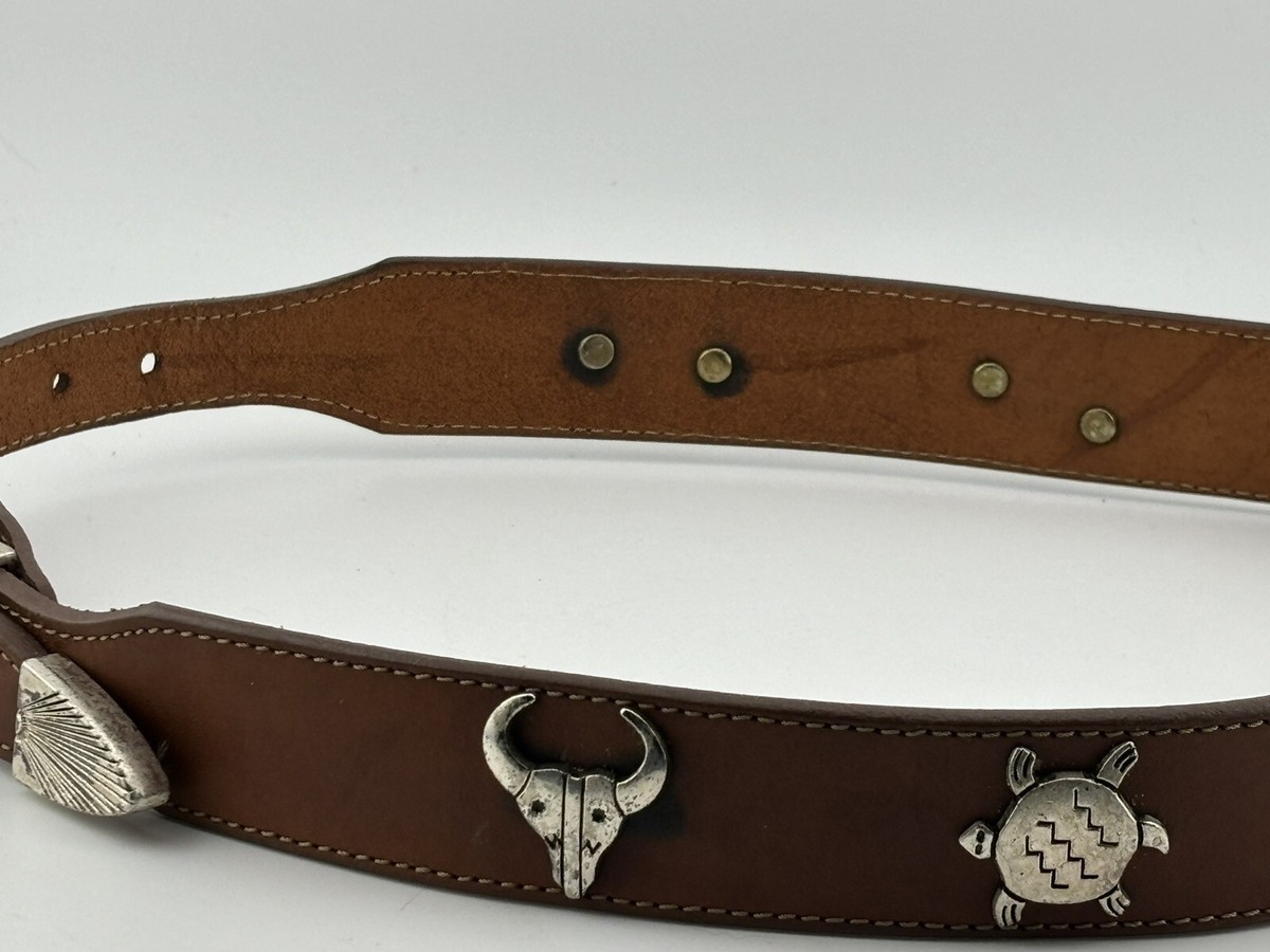 Silver Creek Collection Brown Leather Southwest Animal Belt 