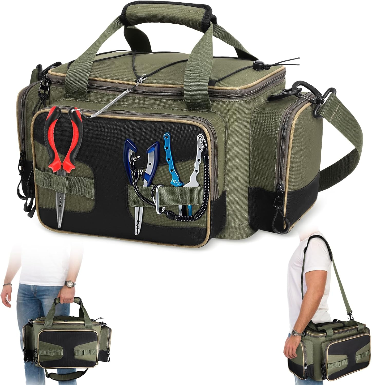 Sac de pêche Premium avec finitions renforcées et système de rangement multi-poches