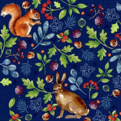 Nutex Stoff - Naturlehrpfad - Waldtiere - Patchwork Quilten Schneiderei