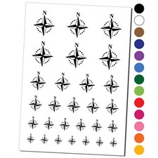 Compass Rose Nautical Star Navigation Map Temporary Tattoo Water Resistant Set