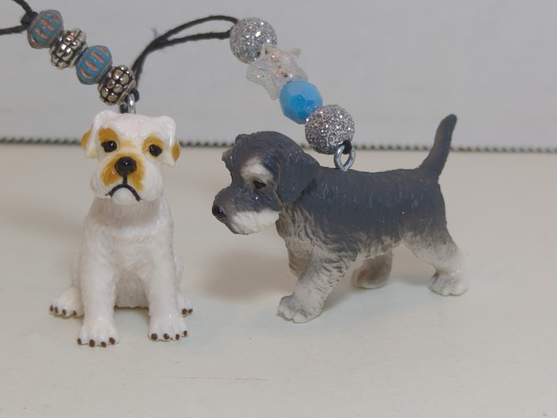 CUSTOM Lot/2 Miniature Schnauzer Christmas Ornaments Miniature Puppy Dogs NEW Cm