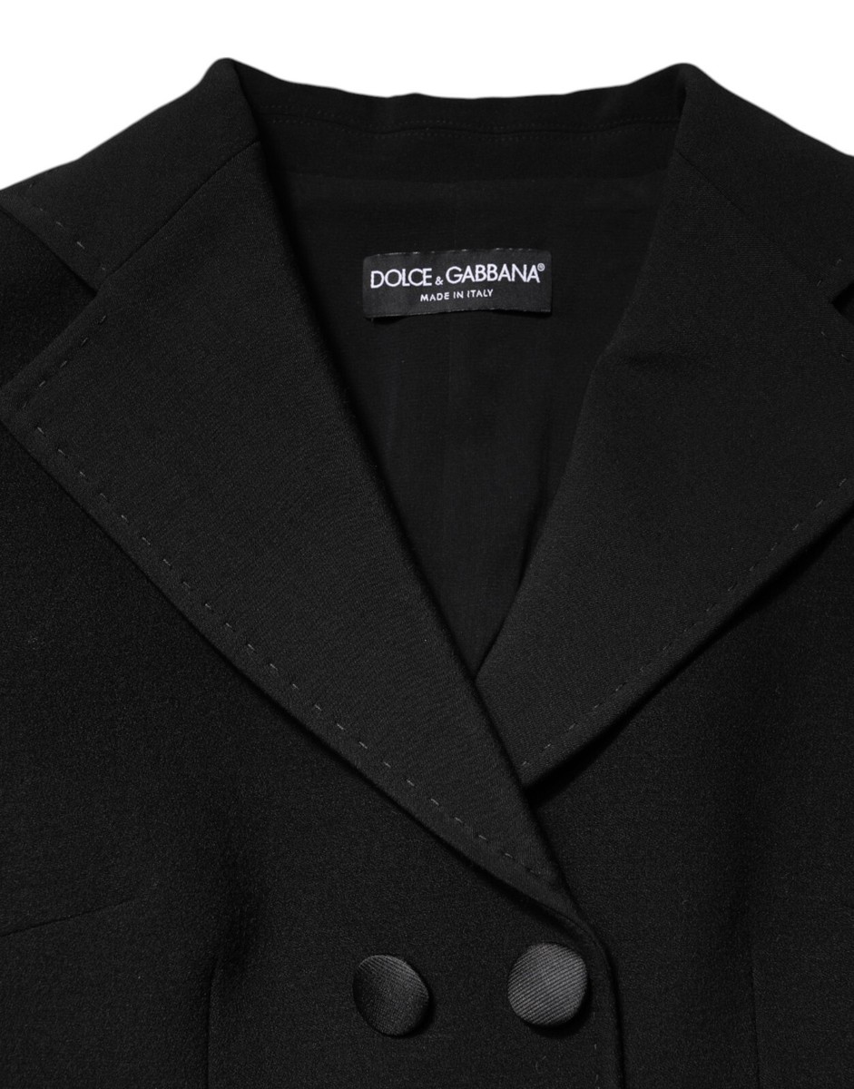 DOLCE & GABBANA Jacket Black Wool Double Breasted Coat IT36