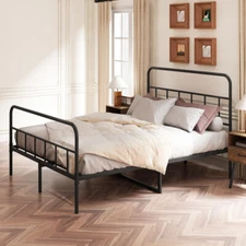 Sturdy Metal Bed Frame with Headboard, Queen Size, Box Spring Not Required