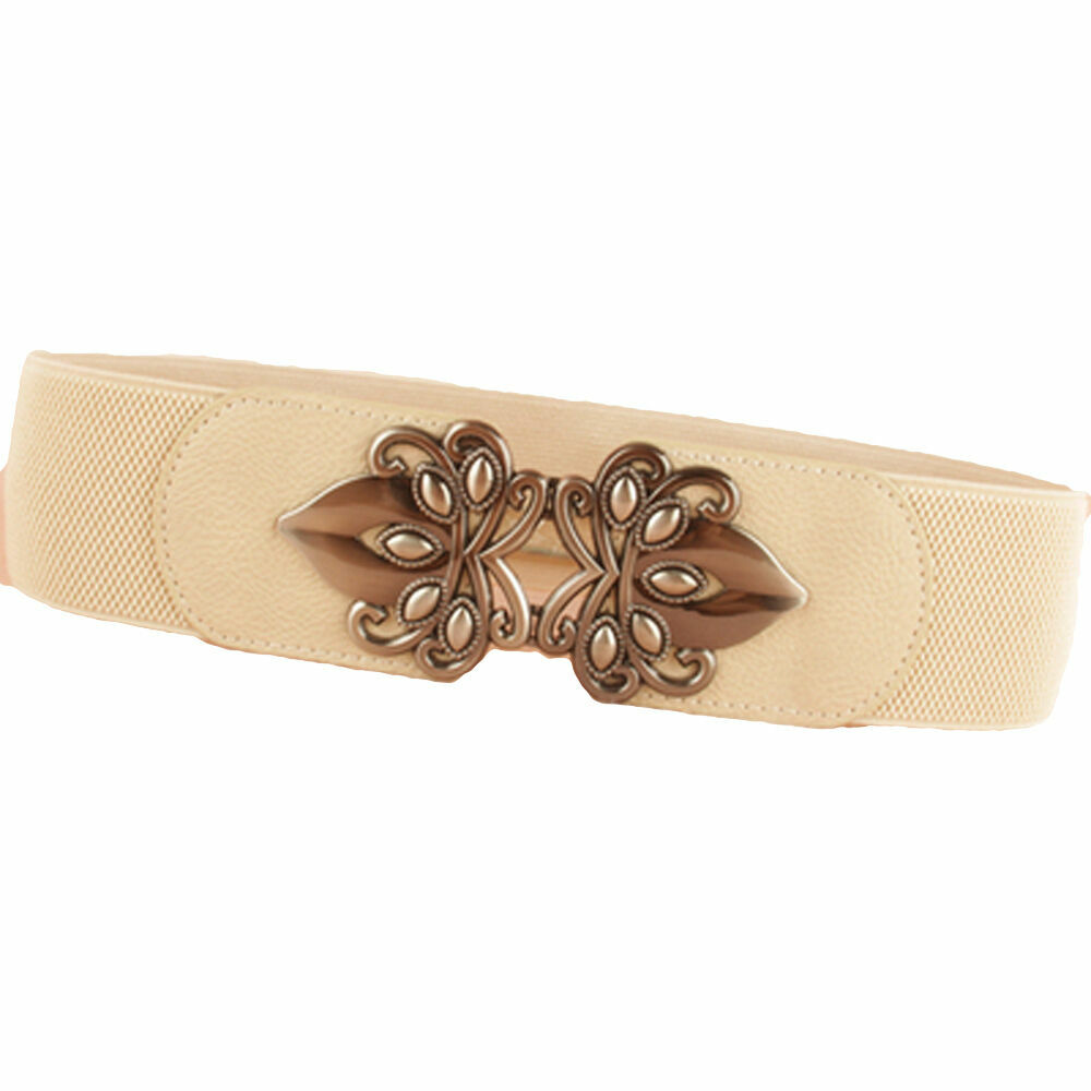 Women Metal Flower Buckle Wide Elastic Stretch Belt Corset  display picture 2