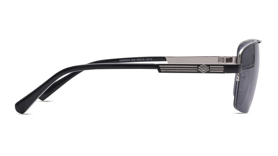 Harley Davidson HD0953X 02A Black Aviator Half-Rim Sunglasses Frame 59-16-140 - Image 2 of 3