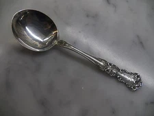 INTERNATIONAL PANSY STERLING SILVER BOUILLON SPOON 5 3/8" MONOGRAM