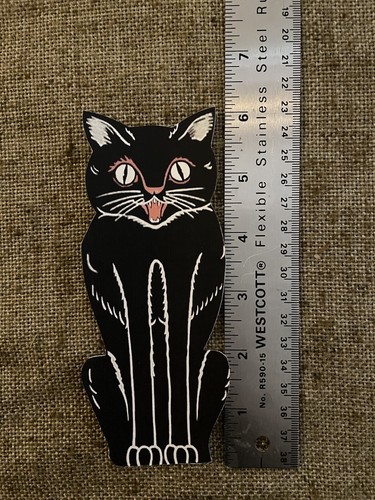 U Choose Vintage Inspired Sitting Cat Pink Mouth Halloween Cardstock Decoration - Picture 4 of 10