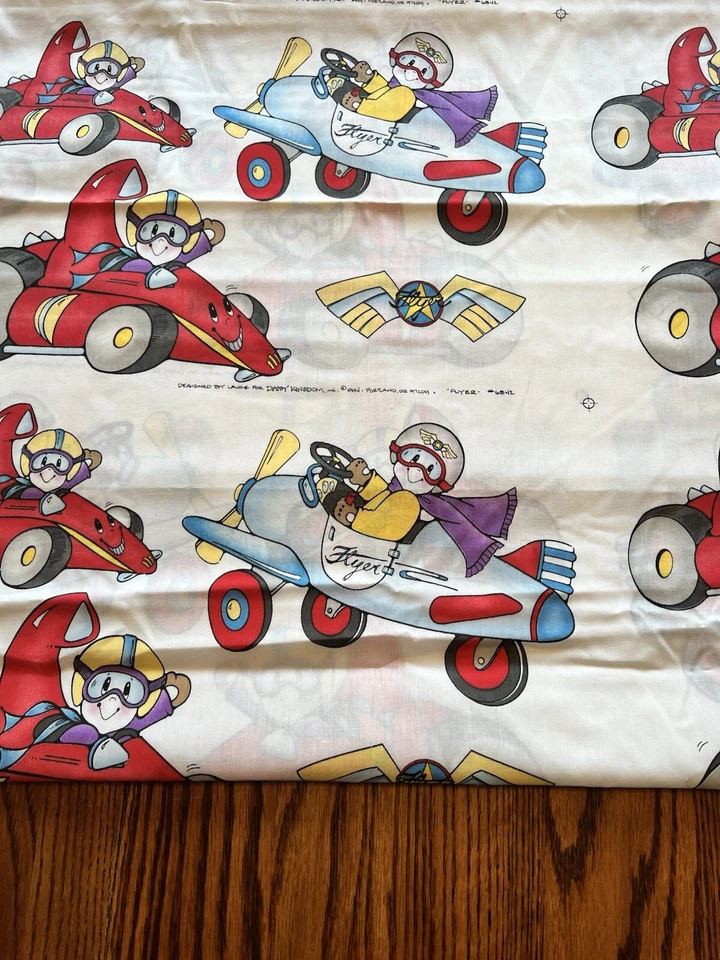 Cotton Fabric Vtg 1994 Daisy Kingdom FLYER Race Car Airplane Cute 2 yds 8" x 58" - Image 4 of 4
