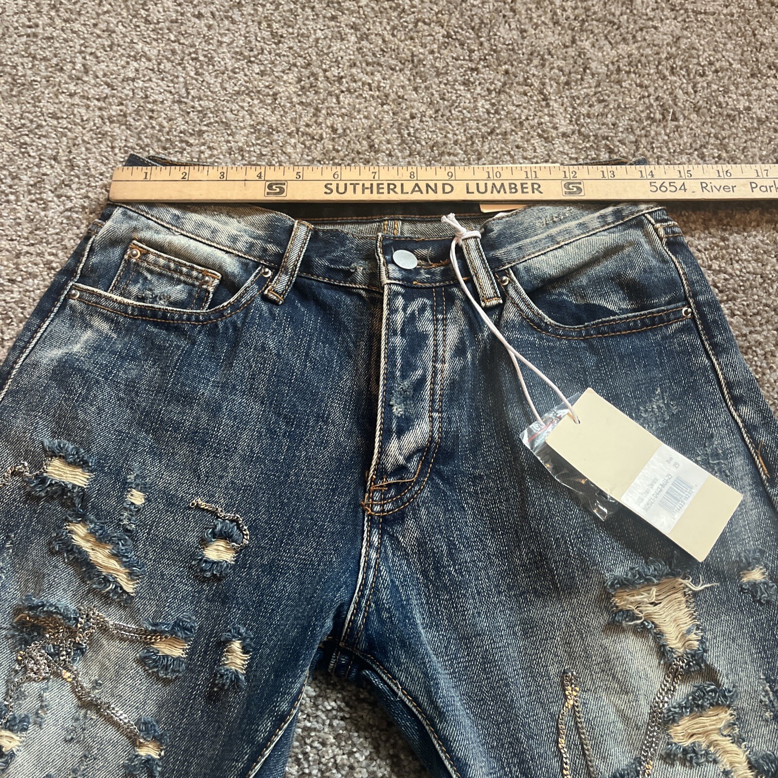 MNML Distressed Chain Jeans Mens 29 New With Tags 28 X 30 - View 9