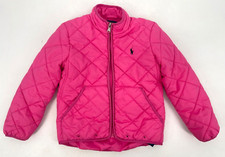 Polo Ralph Lauren girls size 4 Hot Pink Quilted Full Zip jacket puffer Pony Logo