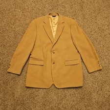 BOTANY 500 MENS 46L 100 CAMEL HAIR SPORT COAT BLAZER Small Hole Left Sleeve