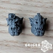 Warhammer 40K Ork Bits | Wrecka Krew | Boss Nob Armored Heads 2pc | Kill Team