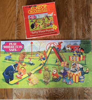 Condor Toys Ltd Wooden Floor Puzzle Tufty Squirrel 24  X 12  vintage