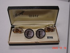 Vintage SWANK Silver / Gold Cuff Links Set Fashionable New In Gift Box " LOU "