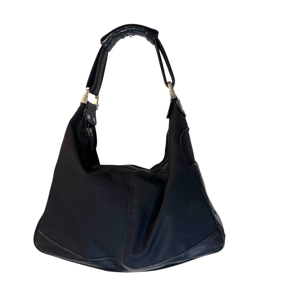 TOD’S mini Mickey Shoulder Tote Bag black Canvas Trim Leather - Image 2 of 4