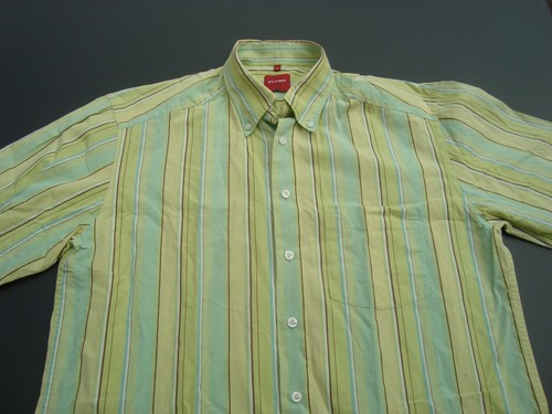 Camisa de manga corta para hombre Olymp Novum talla M cuello con botones verde amarillo a rayas - Imagen 2 de 6