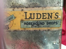 TIN CONTAINER labeled Luden's OLD FASHIONED  Horehound Drops