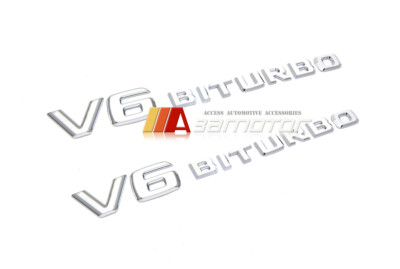 2 x V6 BITURBO Emblem Chrome Badge fits Mercedes X218 C218 A207 W166 X166 W222