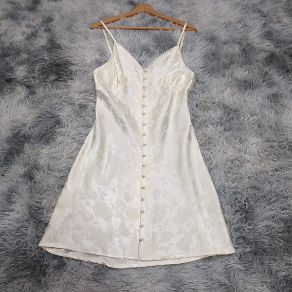 JGR & STN Jagger and Stone Silky Y2K Mini Slip Dress Womens 8-10 SML Ivory Satin
