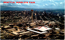 Aerial View of Seattle World's Fair Space Needle Washington 1962 Chrome Postcard