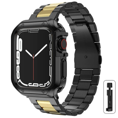 For Apple Watch Series 9 8 7 SE Ultra 2 Band Strap+TPU Case Stainless Steel