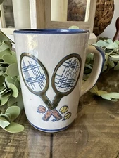 Vtg Louisville Stoneware Tennis Racket Balls Kentucky Coffee Mug 2002 RCR Winner