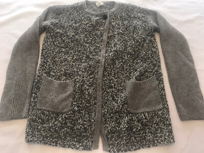 Crewcuts Gray Cream Alpaca Wool Blend Open Front Cardigan Single Button Girls 12