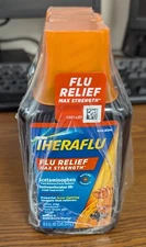 3 THERAFLU FLU RELIEF MAX STRENTH PAIN RELIEVER/FEVER REDUCER 8.3OZ EXP 09-2026