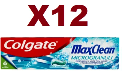 12 PZ DENTIFRICIO COLGATE MAX CLEAN MICROGRANULI PROTEGGE LO SMALTO 75ML