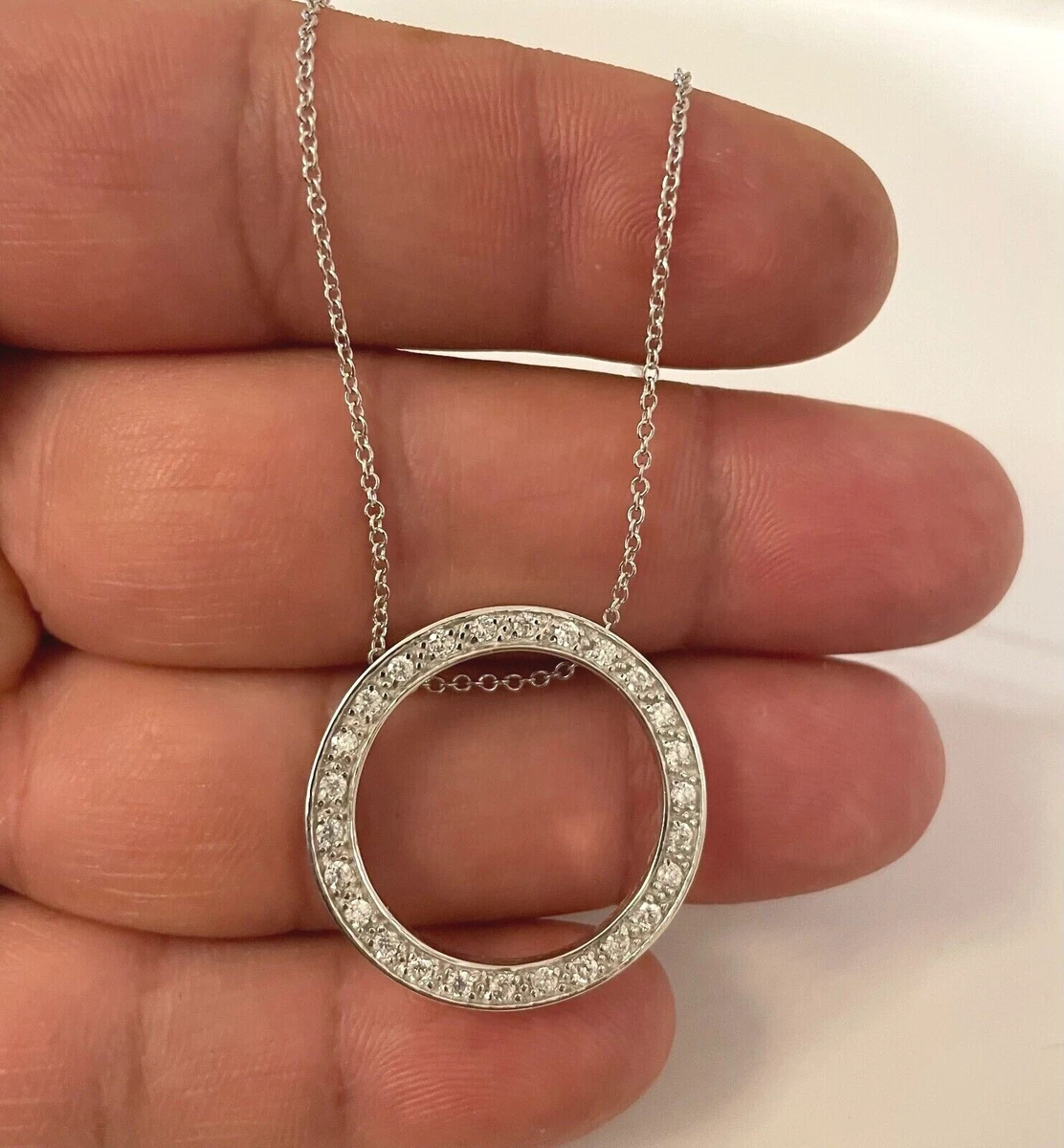 Silver circle shop diamond necklace