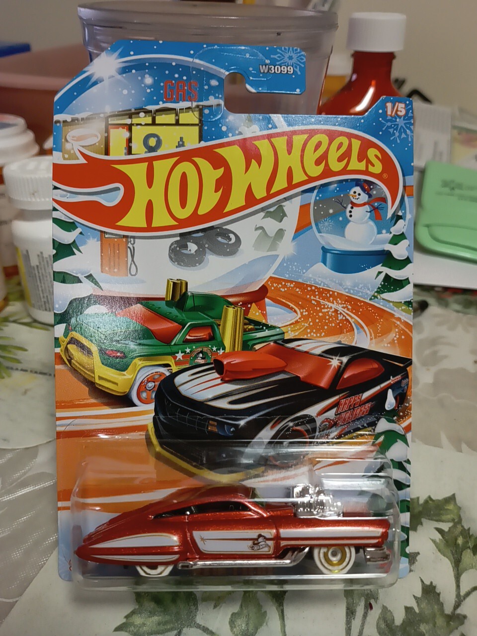2024 Hot Wheels White Holiday Series Red Evil Twin with White Tires W3099 1/5