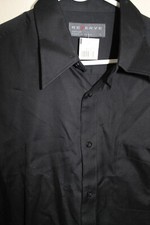 NEW RESERVE MENS COTTON BLACK LONG SLEEVE DRESS SHIRT SIZE LARGE