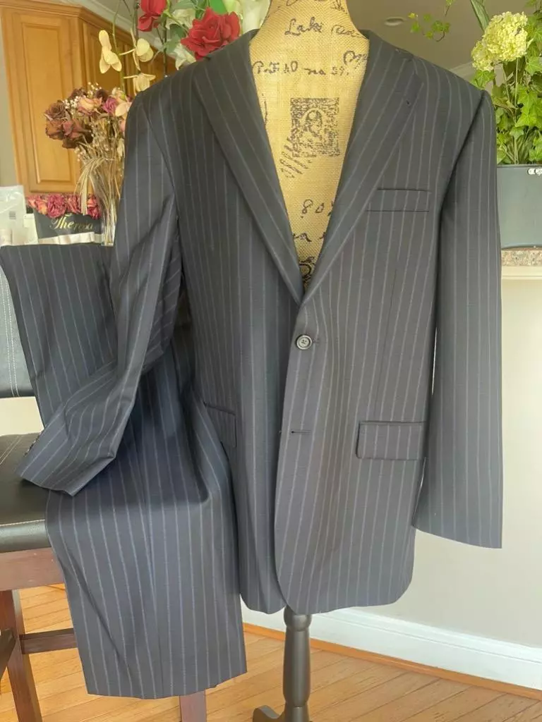 Burberry Navy pinstripe suit size 42r eBay
