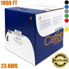 1000FT Cat6E Ethernet LAN Network UTP Plenum Cable 23AWG Copper Solid Bulk Wire