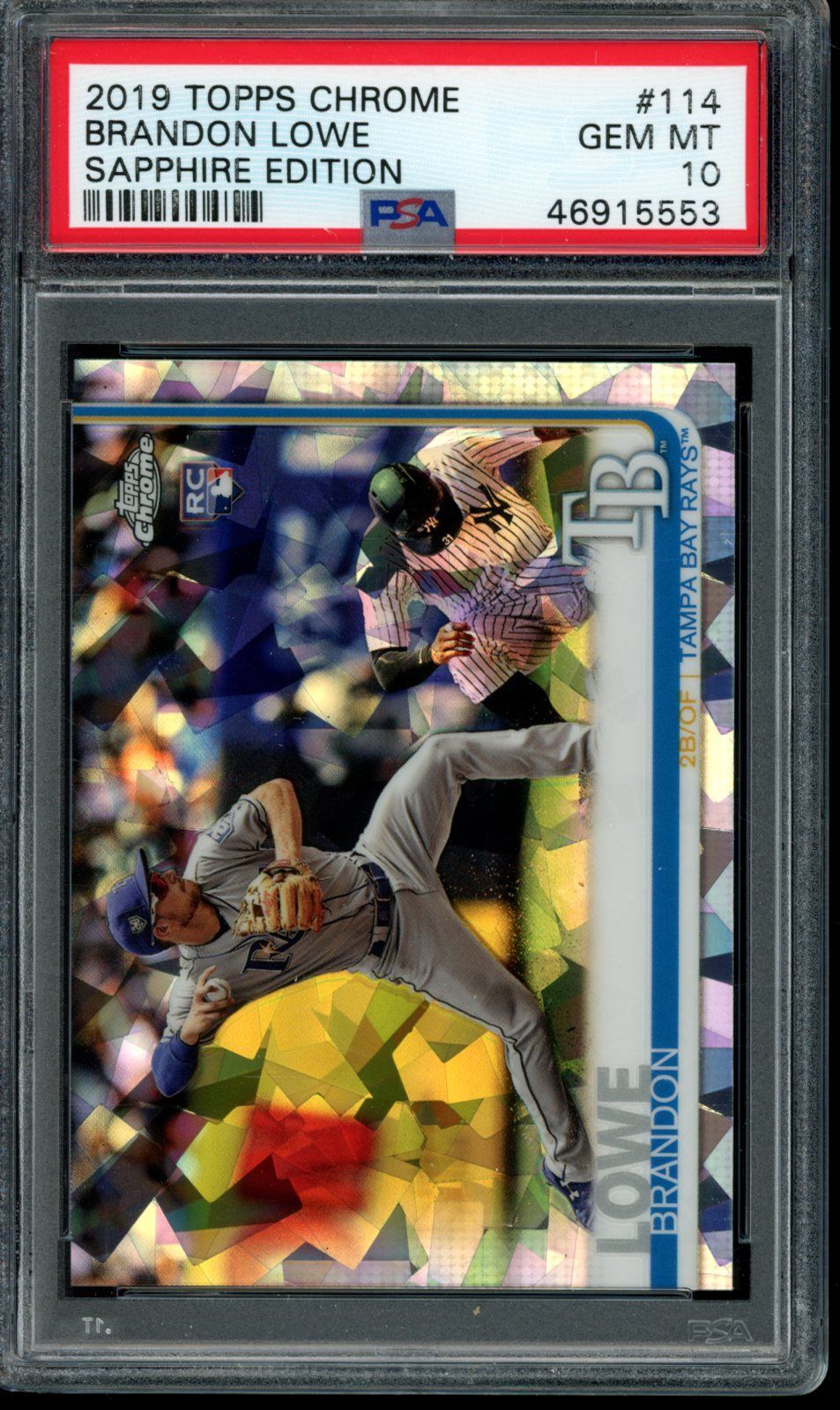2019 Topps Chrome Sapphire #114 Brandon Lowe PSA 10 Gem Mint RC Card 46915553