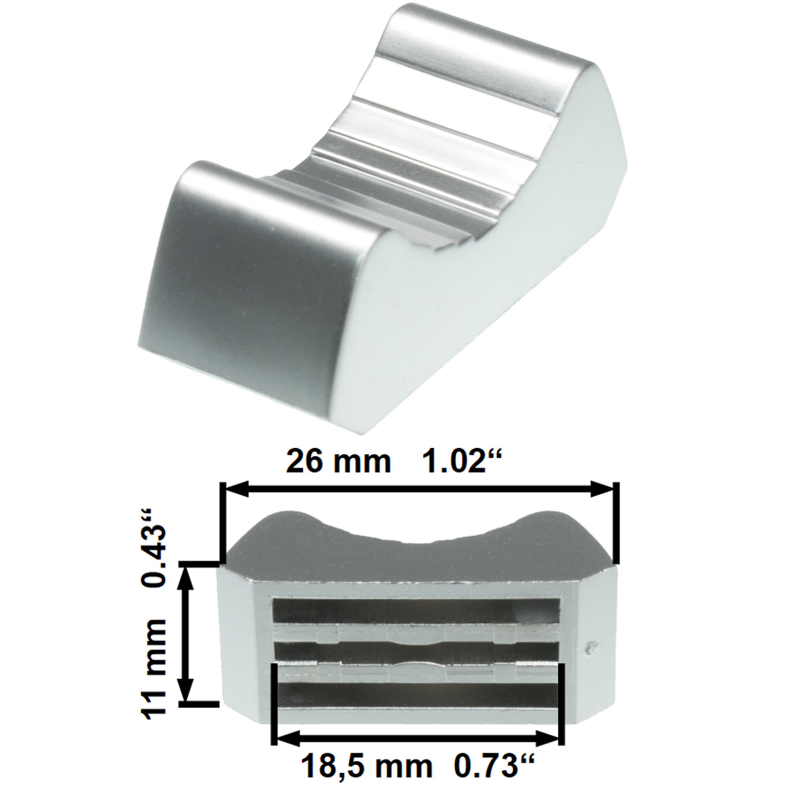 Sifam 6 FADER KNOB cap GREY 4mm 26x11mm slider pot fader mixer