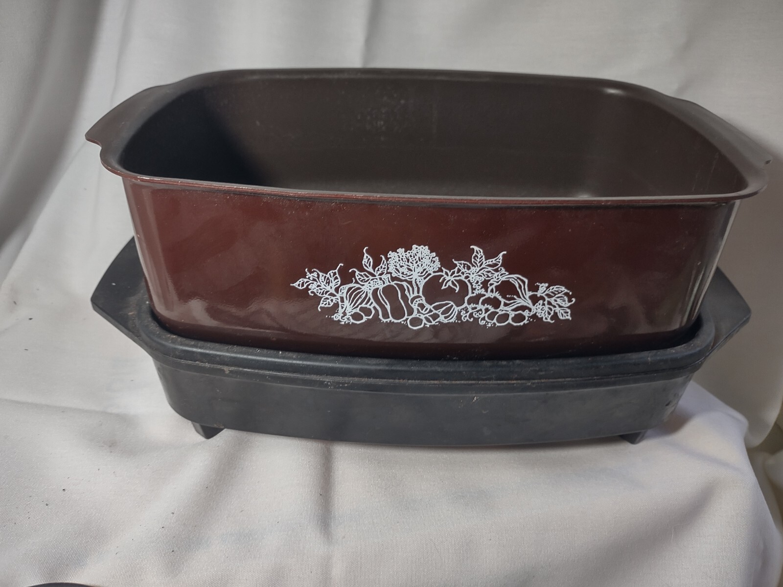 Vintage West Bend Slo Cooker 4 Qt Pot 84114 Brown Vegetables Crock w