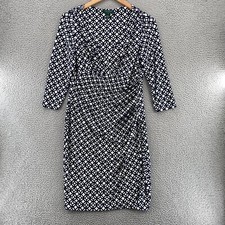 Lauren Ralph Lauren Dress Womens 12 Navy Geometric Empire Surplice Empire Waist