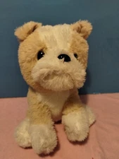VTG Toms Toys Tan Plush Bull Dog Puppy 9" Dolgen Stuffed Animal Toy
