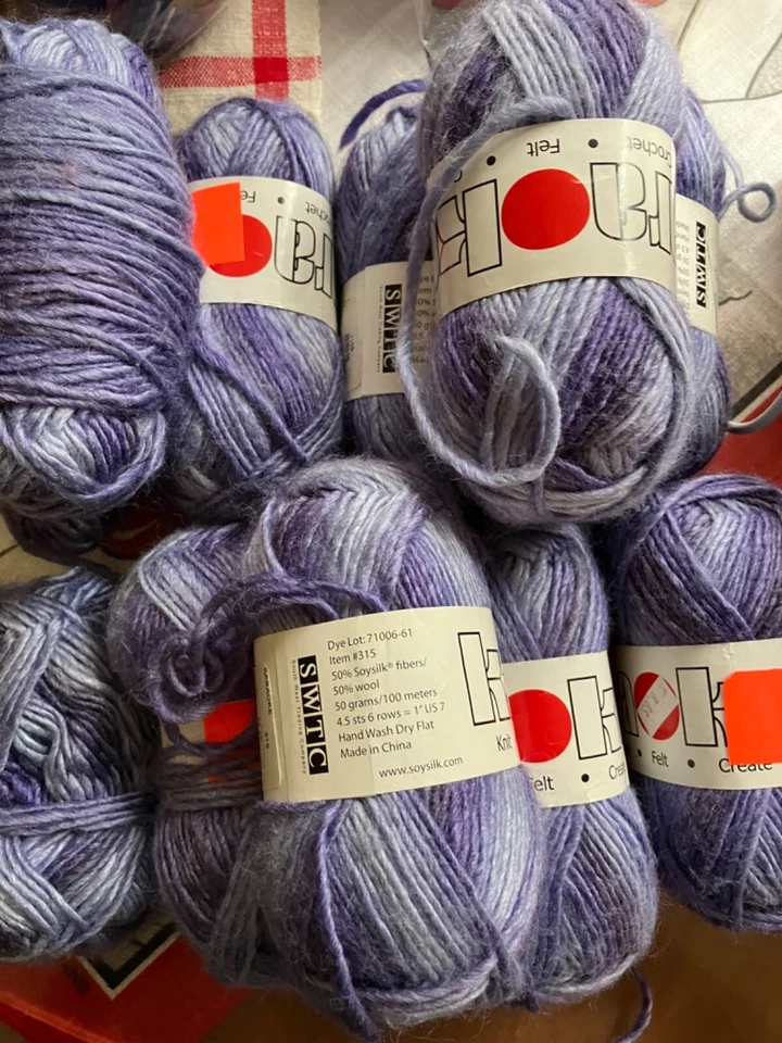 Hilo de karaoke SWTC #315 soja/lana lote de 10 madejas fieltro azul violeta Foto 3 de 4