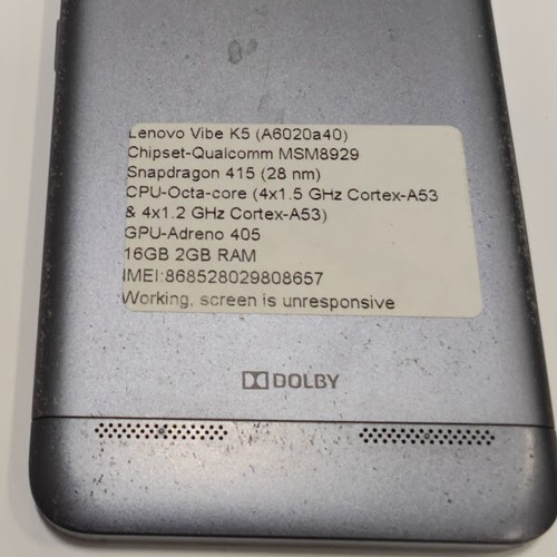 Lenovo Vibe K5 Smartphone - Broken Screen, No Accessories - Picture 3 of 7