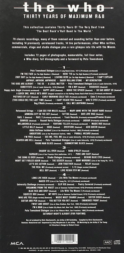 The Who Thirty Years of Maximum R&B 4 CD Box Set Complete - Image 2 of 2