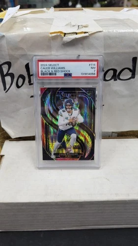 2024 CALEB WILLIAMS BLACK RED SHOCK PREMIER BEARS SELECT NFL PSA 7 NM #114