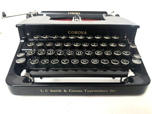 Vtg 1930s Smith Corona Standard Typewriter Floating-Shift Glossy Flat-Top w Case - 第 5/20 張圖片