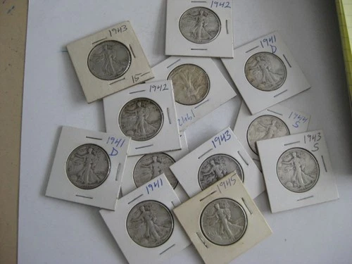 Lot of (12) Silver Liberty Walking Half Dollars  LOT  RB-31