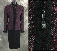 BEAUTIFUL St John collection jacket knit pink black multi suit blazer size 2