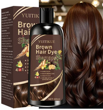 Brown Hair Dye Shampoo 100ml 4-in-1 Plant Formula Cover Grey Hair Natural Colour