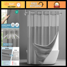 Waterproof Waffle Shower Curtain Set with Snap-in Liner, 71" x 74", Grey - Hotel