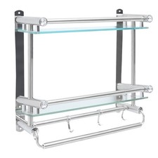 Bathroom Shelf Tempered Glass Floating Shelves Wall Mounted Stainless Steel Rack